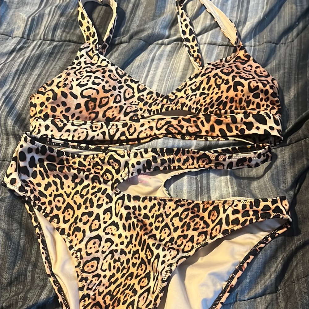 Victoria's Secret Leopard Print Swimwear Brown Black